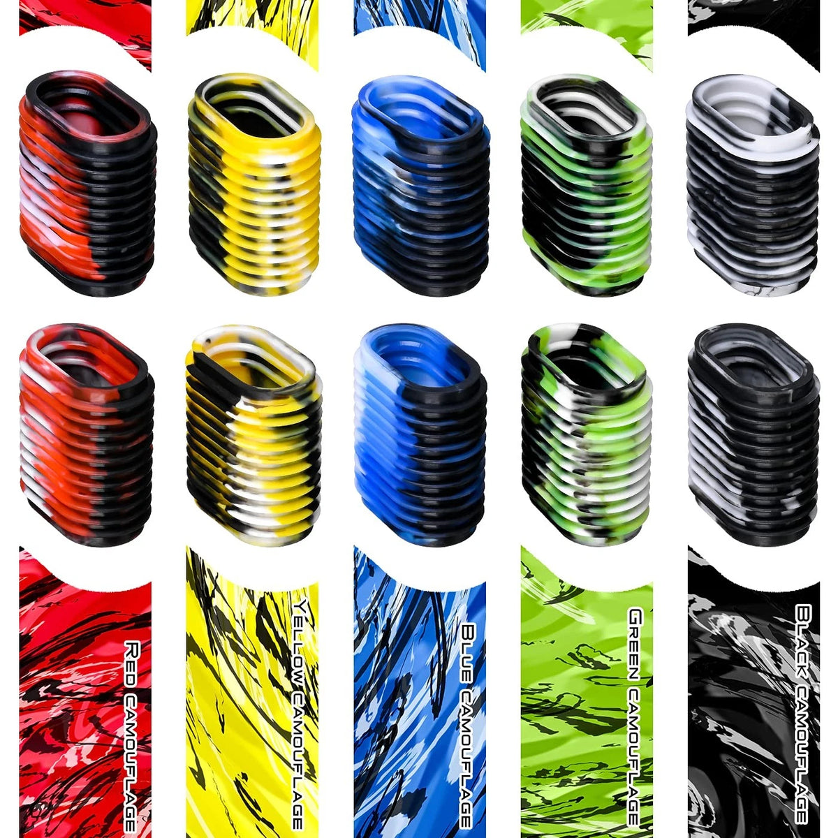LEO 10pcs Rubber Fishing Reel Handle Grip Cover Non-Slip 5 Mix colors