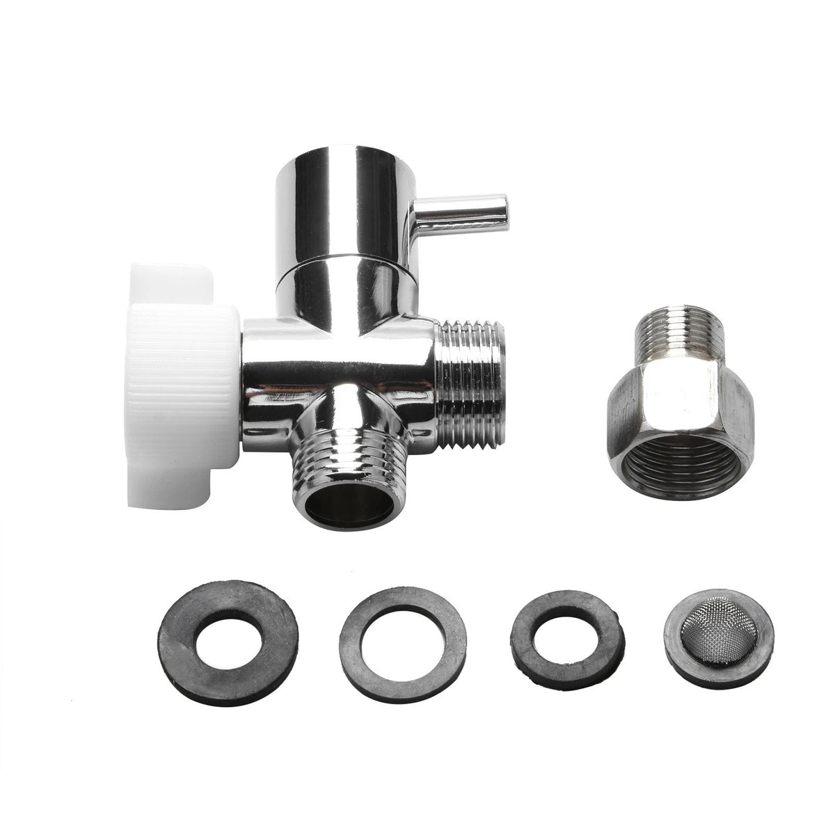 Single Lever 3-Way T Adapter Valve 90° Control for Cloth Diaper Sprayer Silver