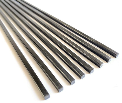 8pcs 3.0mm Carbon Fiber Square Rods 3.0x3.0x300mm,Solid 3.0x3.0x300mm, Black