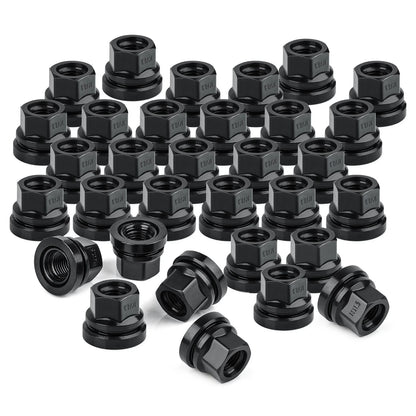 32PCS Replacement Lug Nuts for Ford F250 F350 2003-2023,14x1.5 Black Flat Washer
