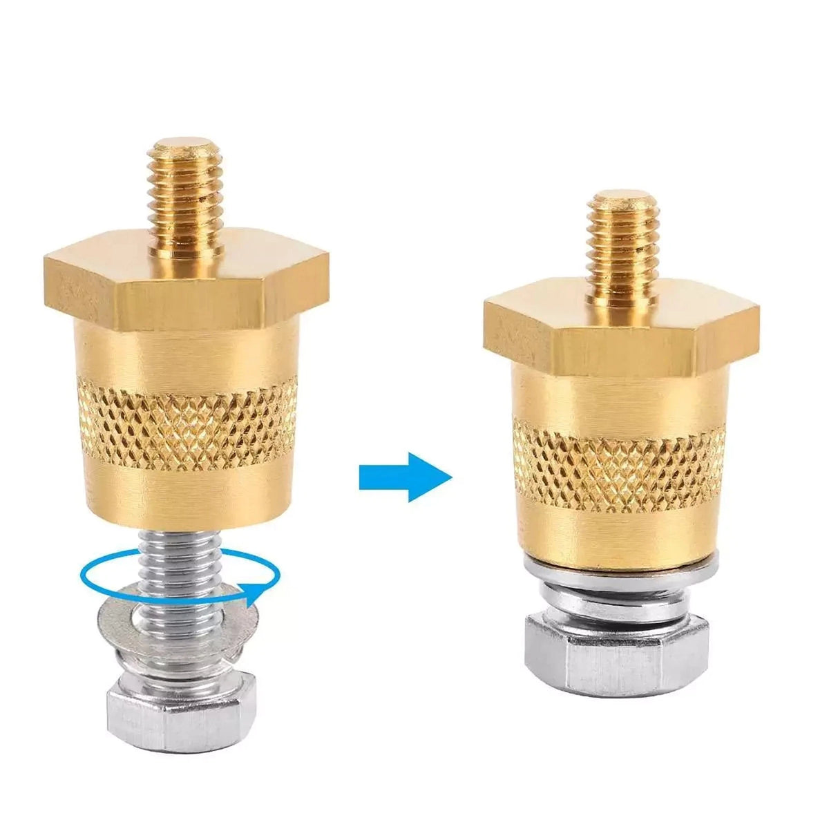 1 Pair Battery Pole Adapter Brass Battery Terminal Connector M6 Thread Install