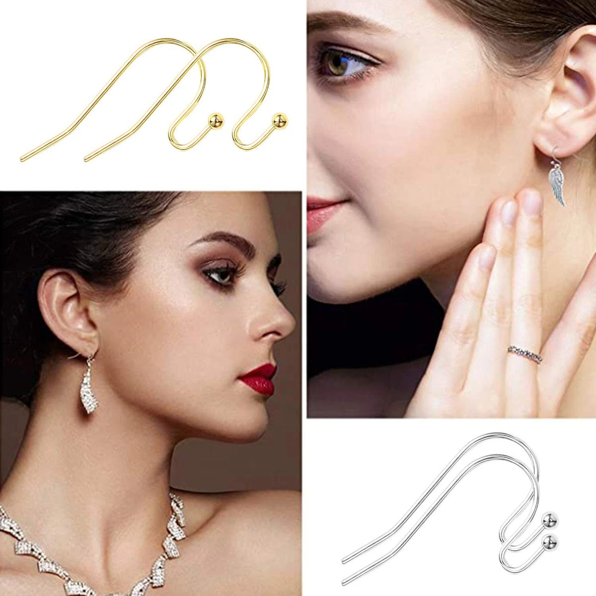 Earring Hooks Silver Plated Hypoallergenic Ear Wires for 0.87 inch, A-Silver