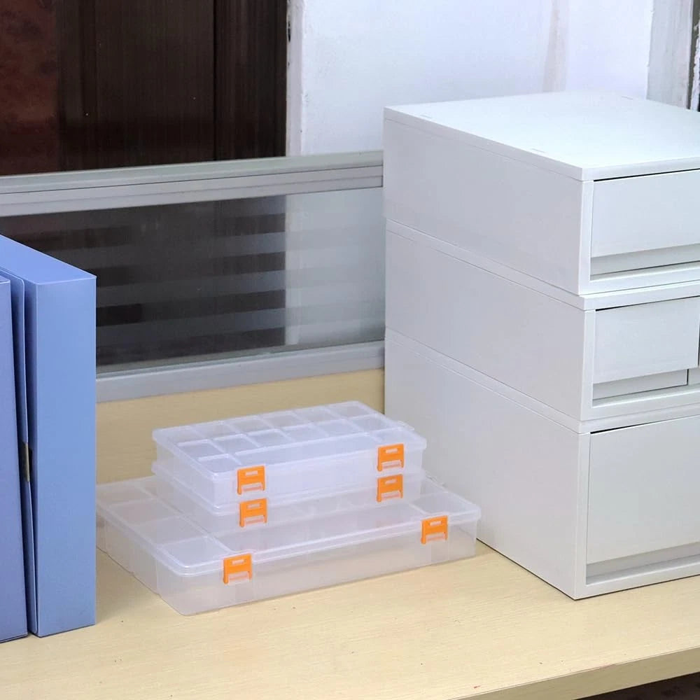 BangQiao 3 Pack Mixed Size Clear Plastic Storage Box Size, clear