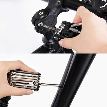 WOTOW Bike Repair Tool Kit & Saddle Bag, 14 in 14 1 Multitool (Black)