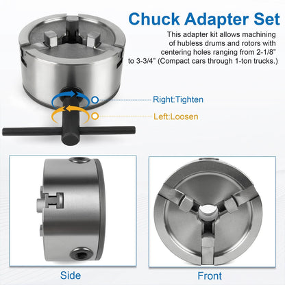 3 Piece Hubless Quick Chuck Adapter Set For 1" Arbor Brake Lathes 70040 Ammco