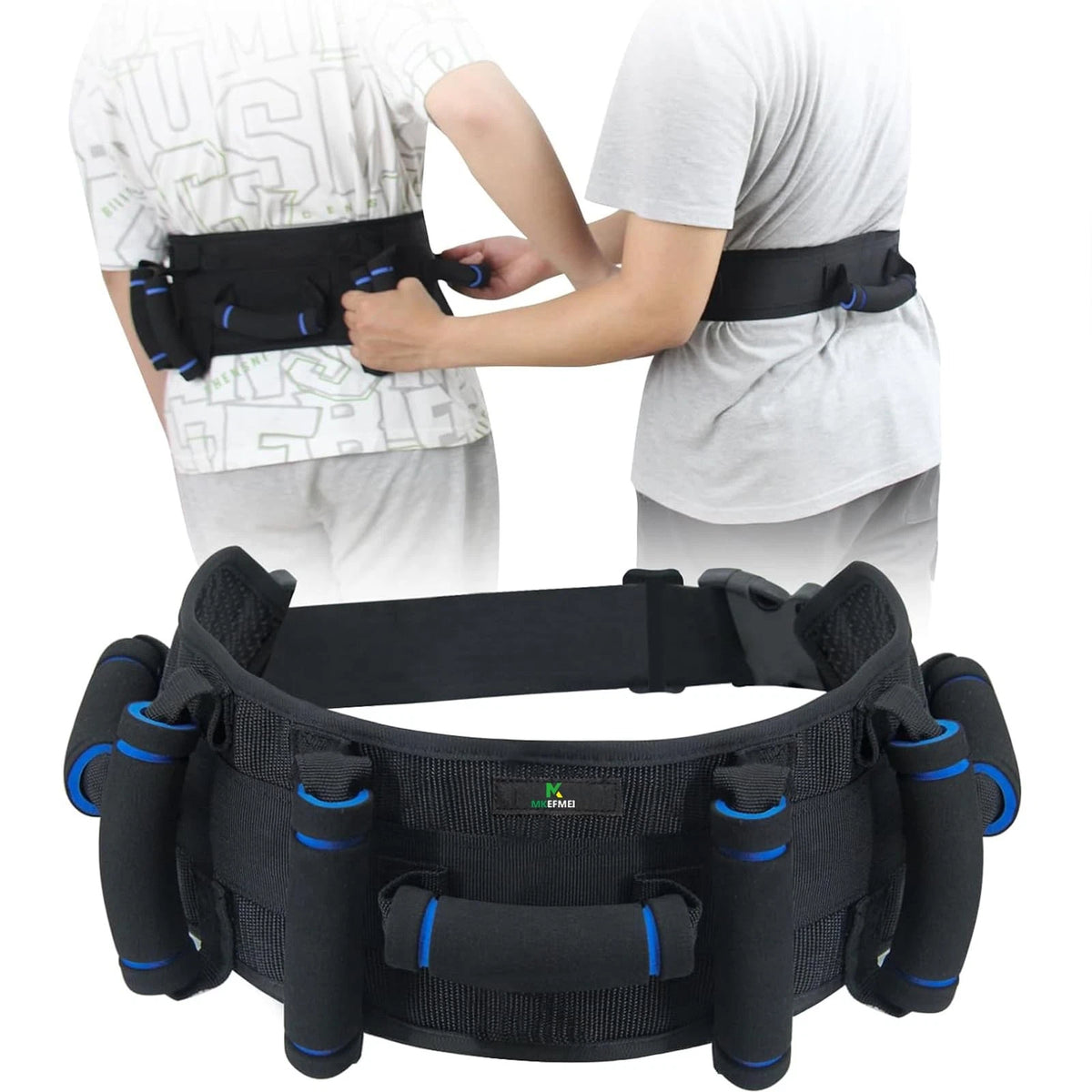 Gait Belts Transfer Belt for Seniors with Handles, Gate 7 handles, Black
