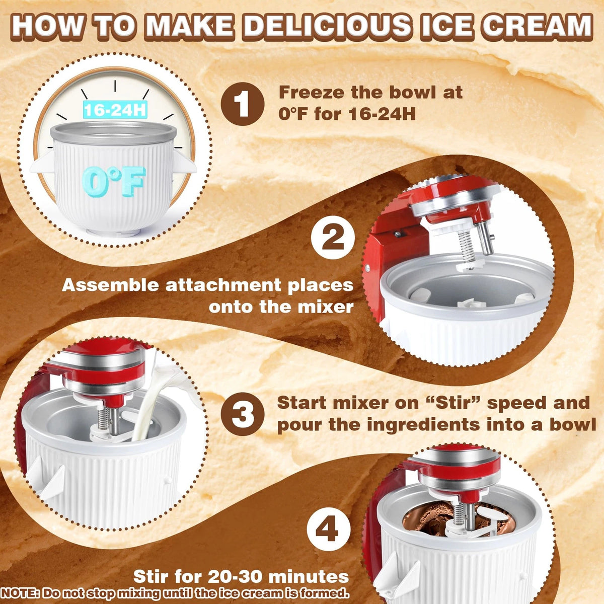Ice Cream Maker Attachment for KitchenAid Stand Mixer, Compatible with...