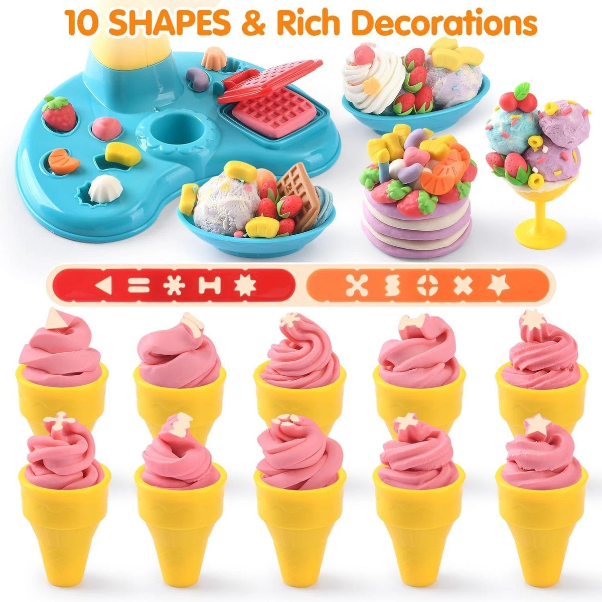 Color Dough Sets for Kids Ages 4-8, Play Kitchen Ice Cream Medium, Yellow Red