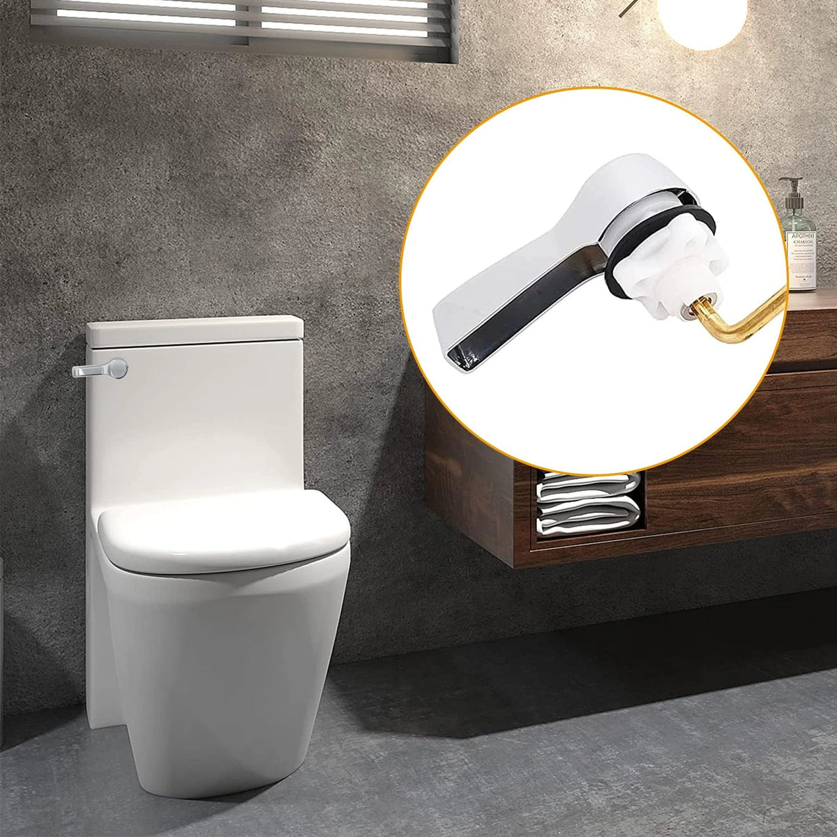 Hibbent Universal Metal Front Mount Toilet Handle Replacement 1 size, Chrome