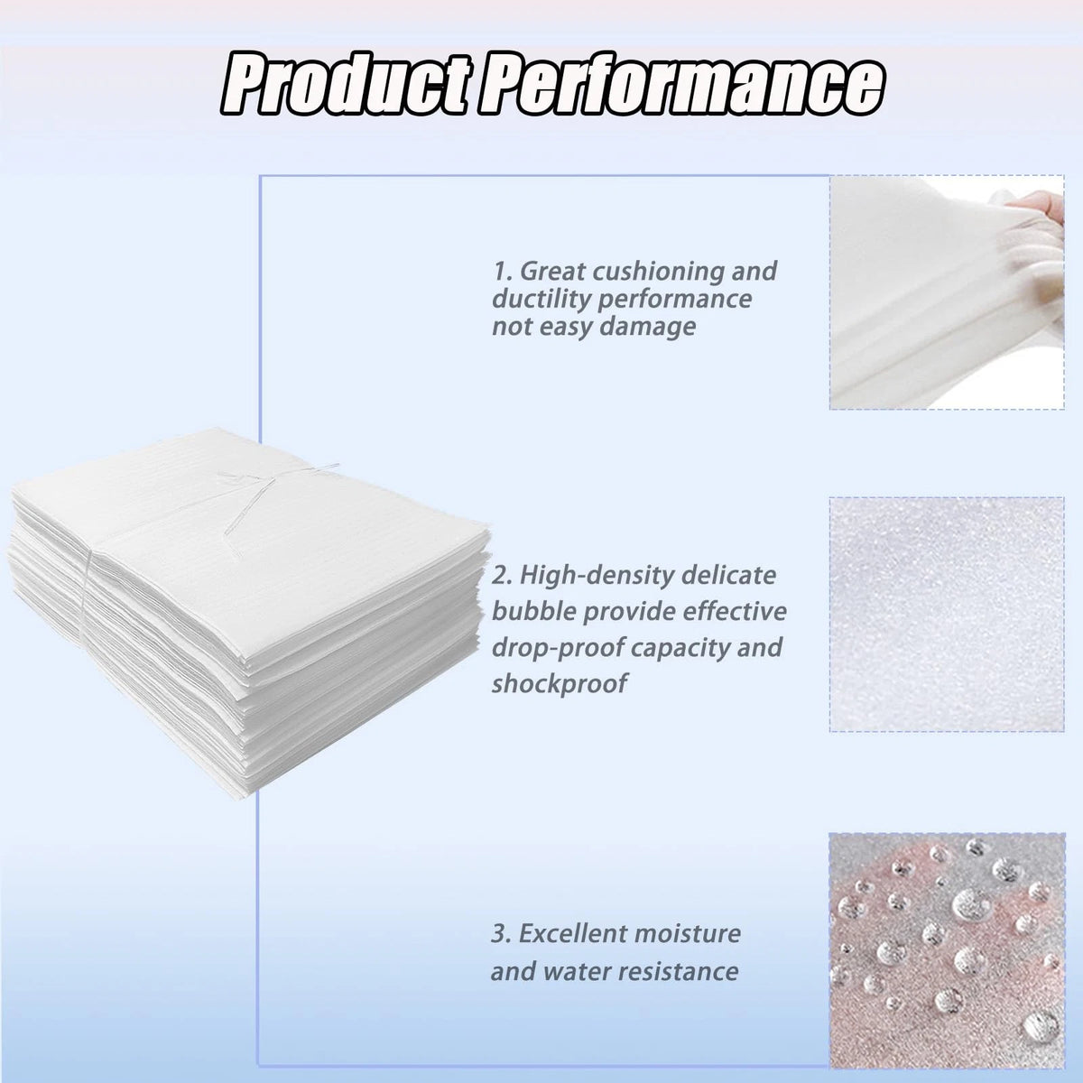 100PCS Cushioning Foam Pouche, 6x8Inch Packing 100PCS-6X8IN(0.5T), White