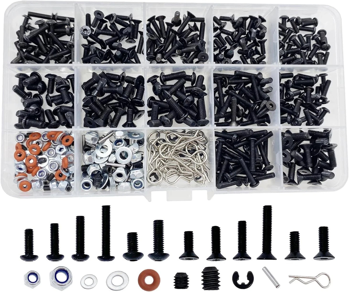 500pcs RC Screws Kit,RC for Traxxas Arrma Axial Redcat One Size, Black
