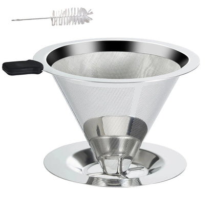 304 Stainless Steel Coffee Dripper Double Layer Filter Screen Retains Oil Fat