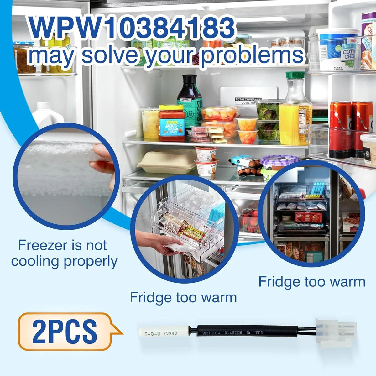 WPW10384183 W10384183 Refrigerator Thermistor - Replacement Parts Compatible...