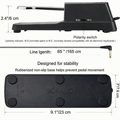 Soraco Sustain Pedal 2.85 inches (W) x 2 (L) x 9.1 (H), black