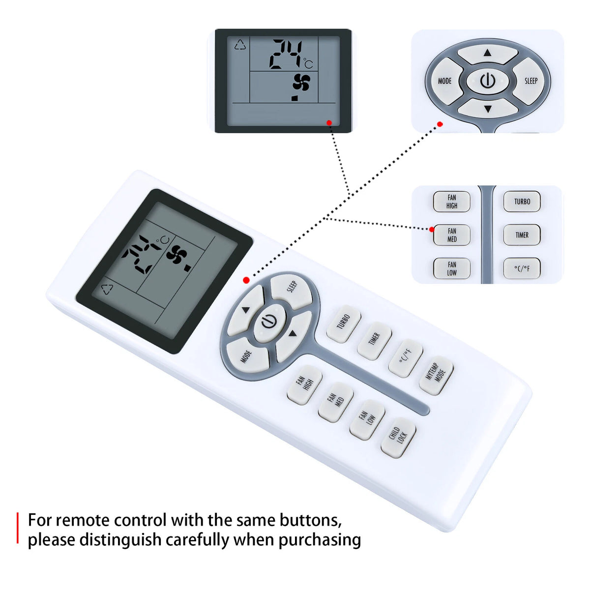 Remote Control For Soleus ZCF/TL-09 ZHF/TL-09 AC Air Conditioner