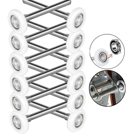 Durable & Quite 2" Sealed 6200ZZ Bearing Nylon Garage Door 7”, White-7"Stem