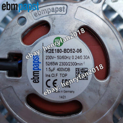 Ebmpapst R2E180-BD52-06 Cooling Fan 230VAC 1~ 0.24/0.30A 52/65W 2300RPM EBM Fan