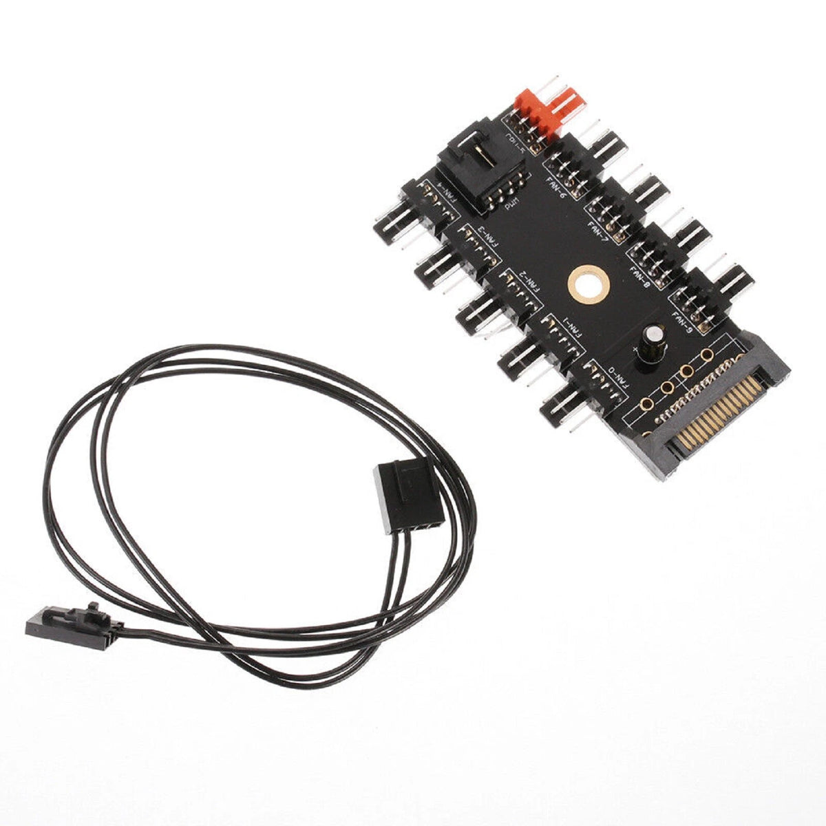 Motherboard 4Pin PWM Cooler Fan HUB Splitter 1 To 10 Extension SATA Power Supply