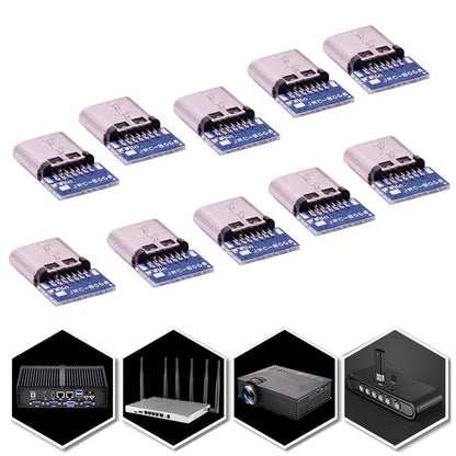10Pcs USB Type-C 14 pin Connector Breakout P-CB Board Female Socket Type-C 2.0 m