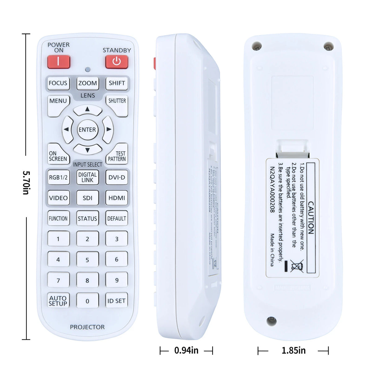 N2QAYA000208 Remote Control For Panasonic PT-MZ10KL LCD Projector