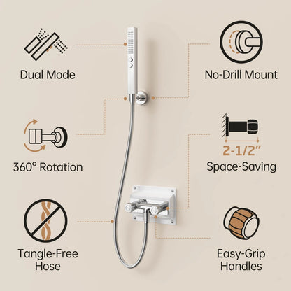 All Metal RV Shower Faucet with Hose and 2 Function Showerhead, KES No Chrome