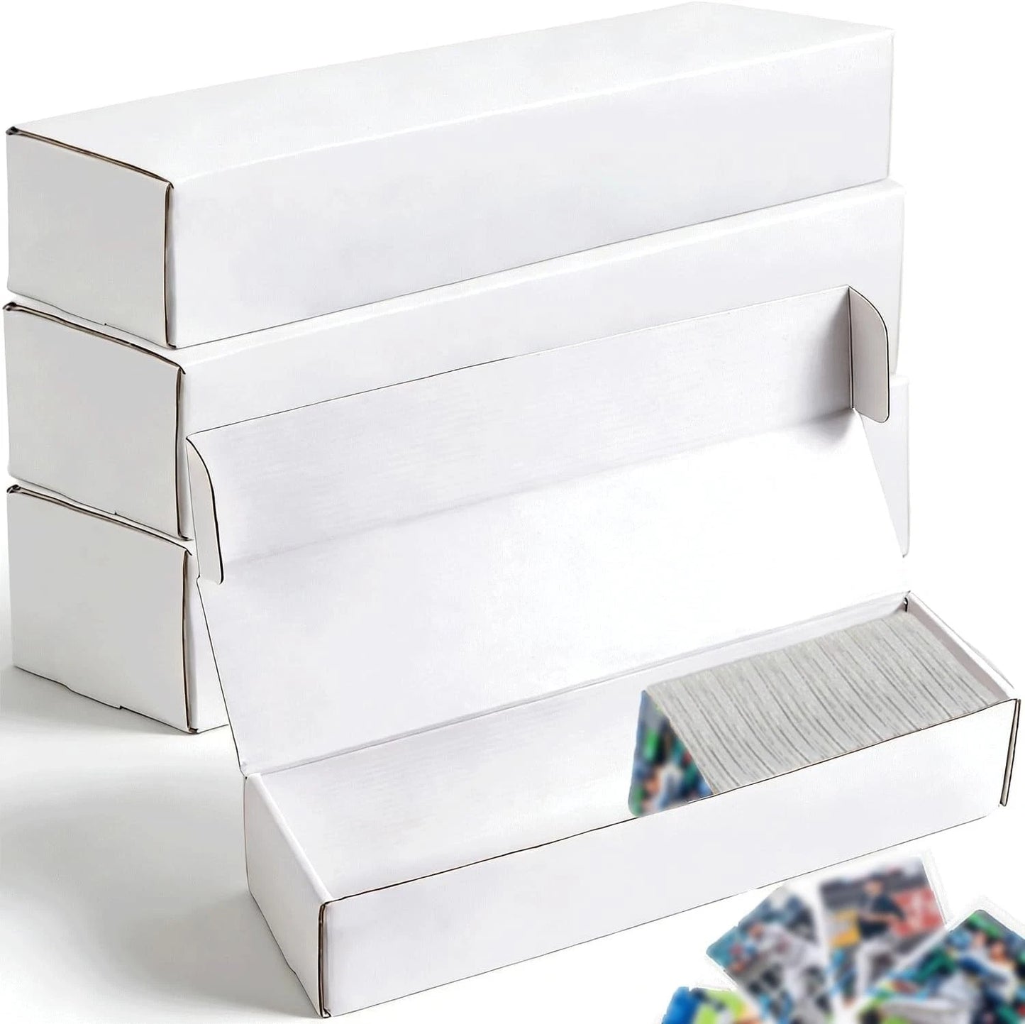 OPPERLLY 3 Pack Trading Card Storage Box, 3 Size Designs 3 Pack, WHITE