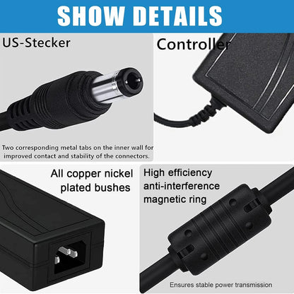 24 Volt 6 Amp Power Supply,100-240V AC to DC 24V 6A 5A 4A 3A 2A 1A black