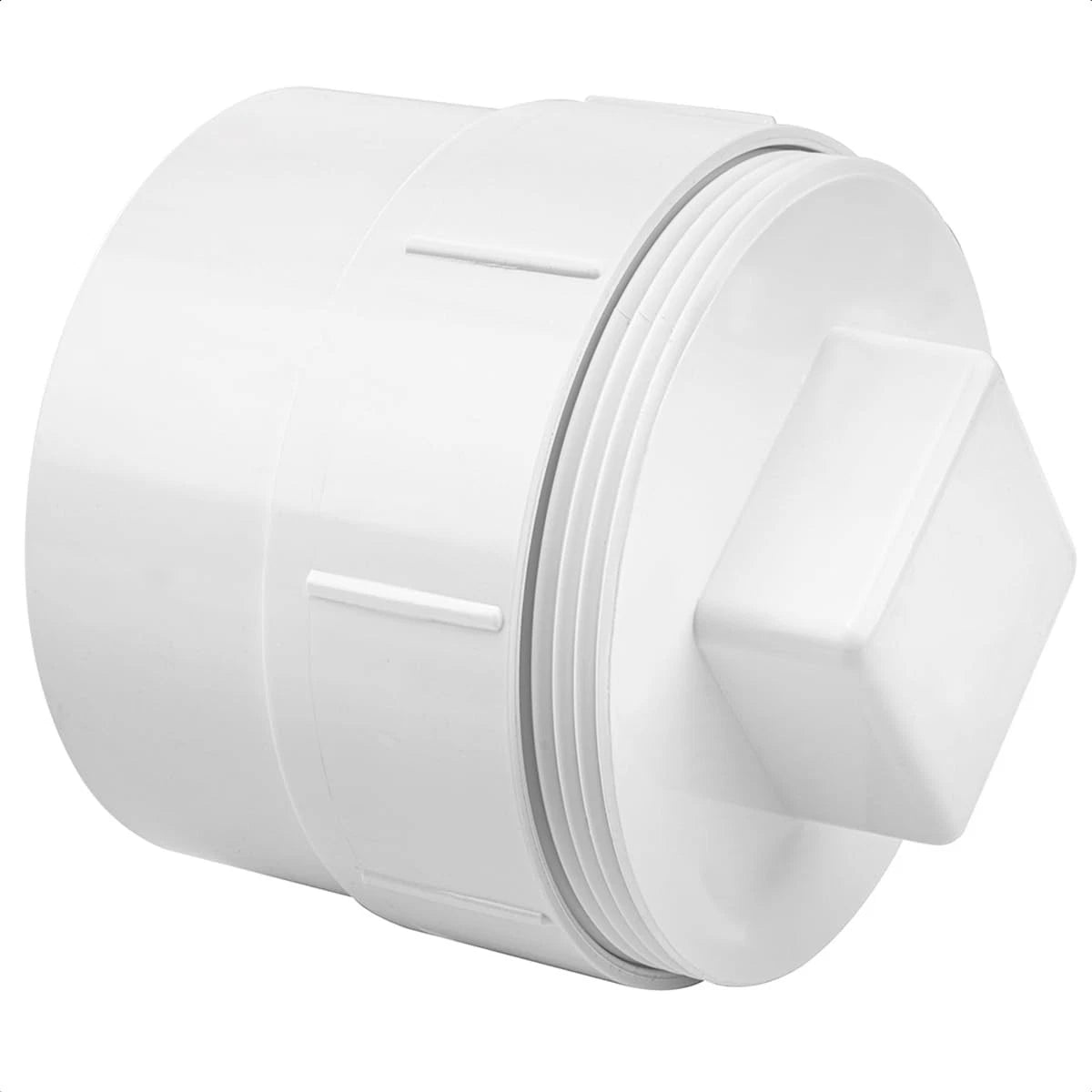 4" PVC Sewer Cleanout Adapter with Plug Pipe Fitting, DWV 4 inches, White