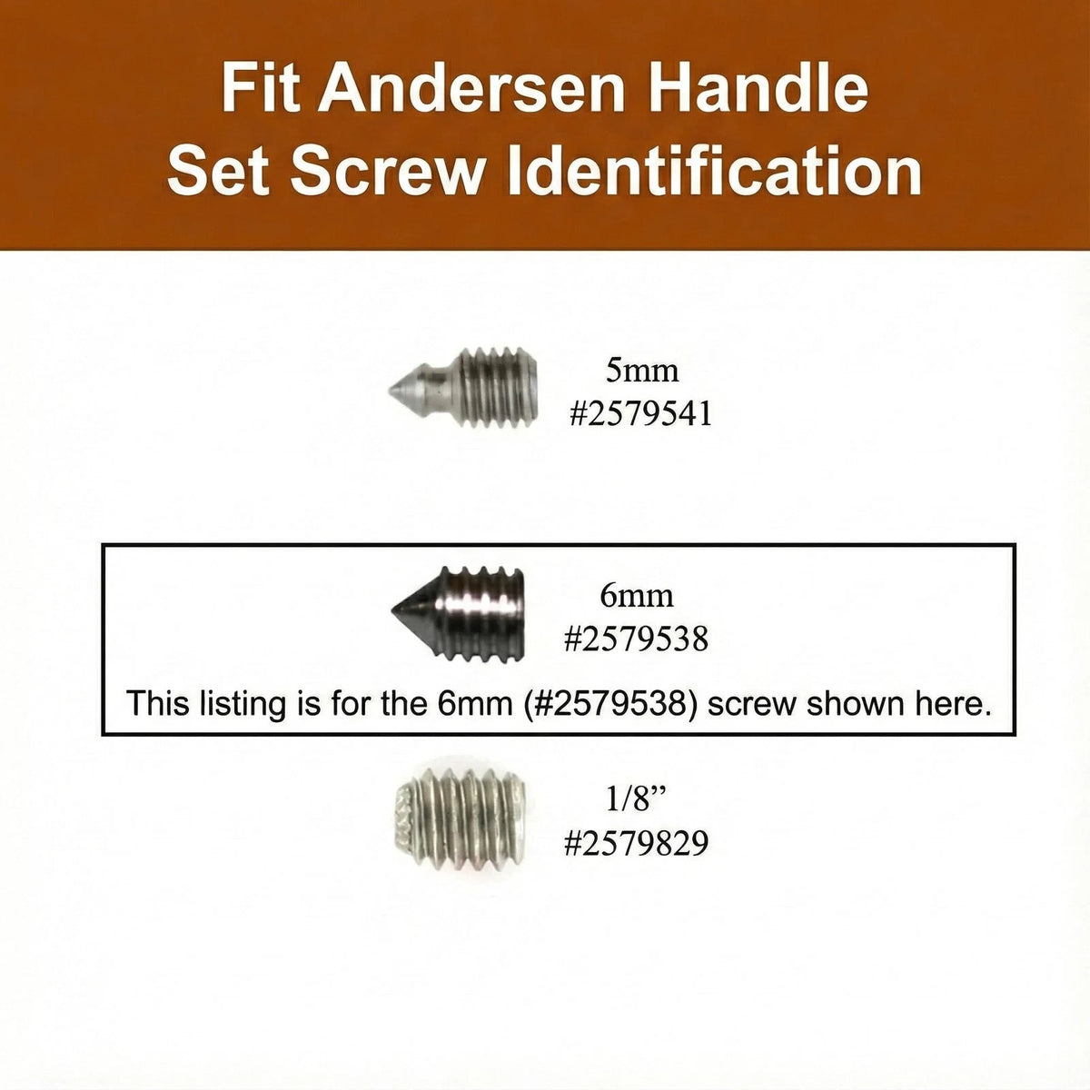 Set Screw & Wrench fits Andersen 400 Series Frenchwood Black