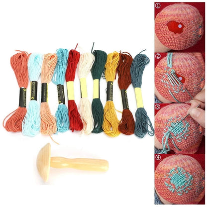 Oumefar Darning Thread for Socks & Sweaters, Wooden Mushroom Kit...
