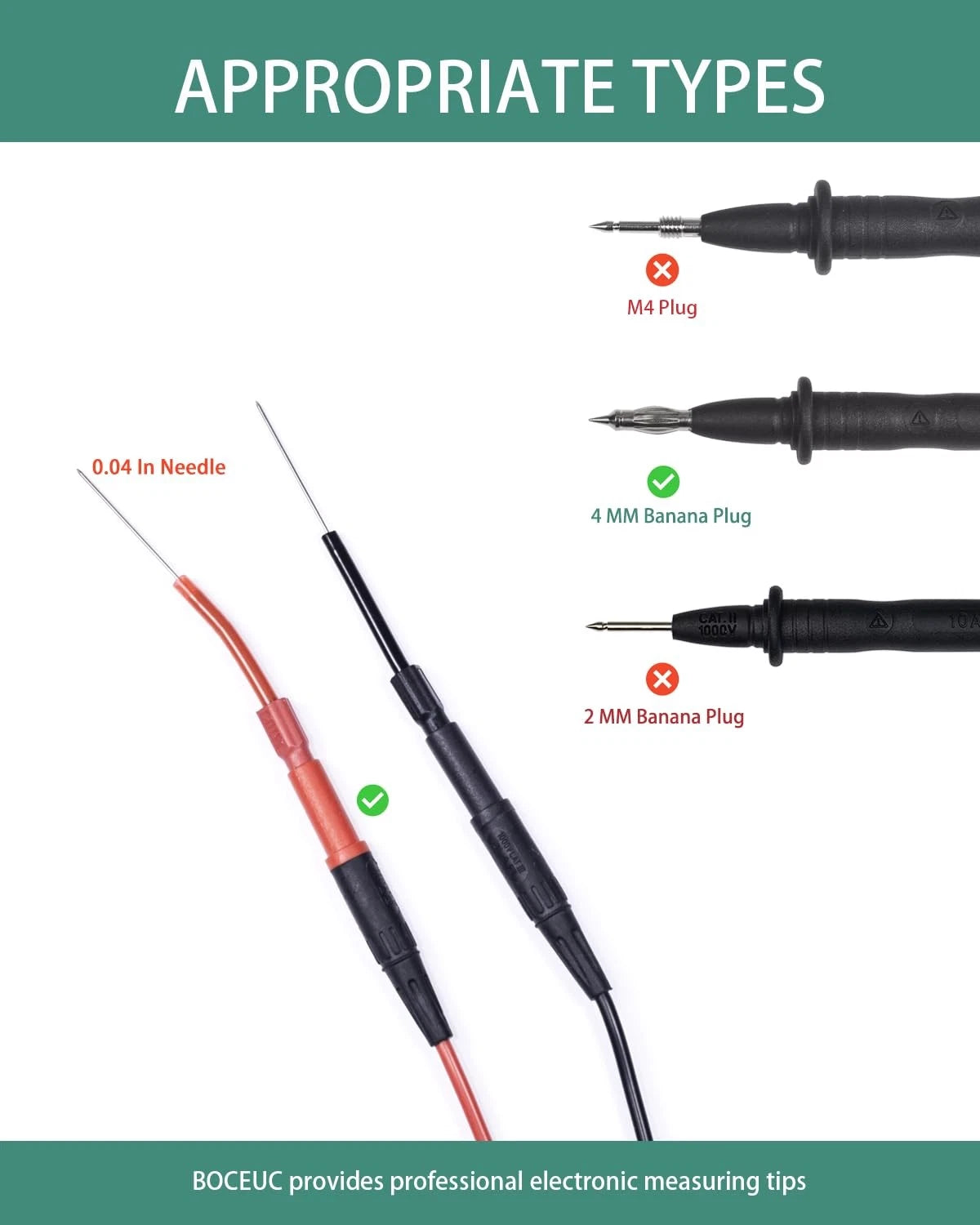 BOCEUC Back Probe Kit, 4 PCS Flexible Probes Automotive Black, Red