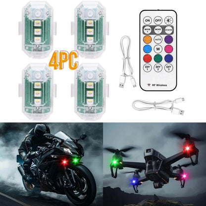 4Pcs Wireless LED Strobe Light with Remote Control RGB 8 Colors Warning Lights