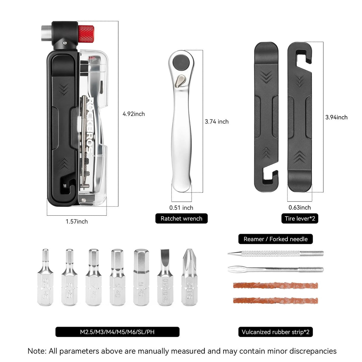 ROCKBROS Bike Tool Kit, Portable Multitool with 7 Magnetic Black, Silver