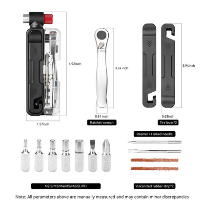 ROCKBROS Bike Tool Kit, Portable Multitool with 7 Magnetic Black, Silver