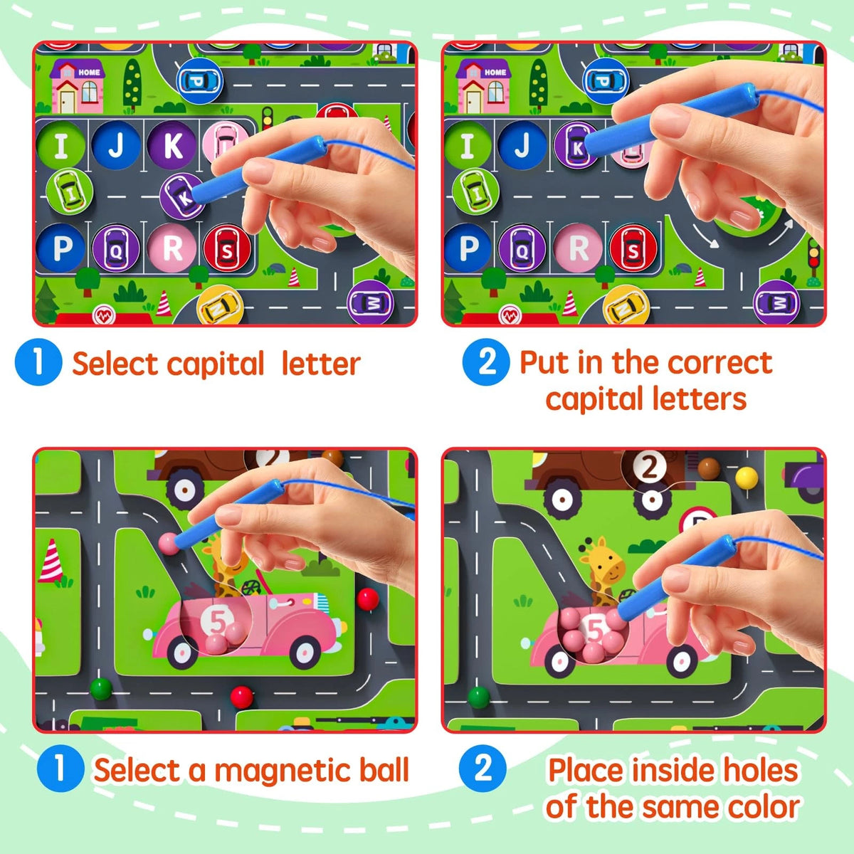 Magnetic Maze 2 in 1 Double Side Color and Number Alphabet One Size, Car
