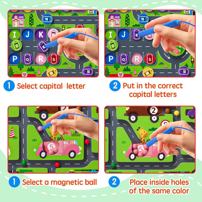 Magnetic Maze 2 in 1 Double Side Color and Number Alphabet One Size, Car