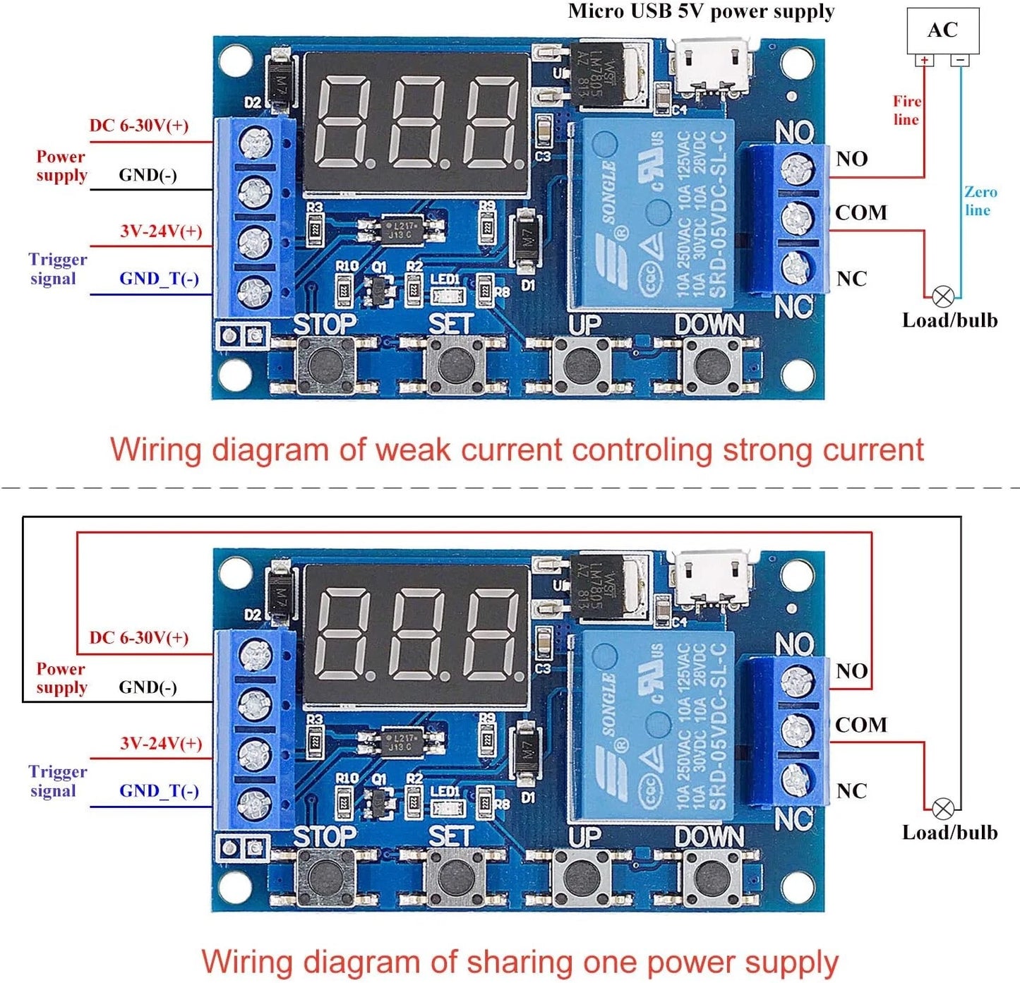 [2 Pack] DC 6-30V Timer Relay Programmable Delay Module Cycle Timer...