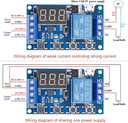 [2 Pack] DC 6-30V Timer Relay Programmable Delay Module Cycle Timer...