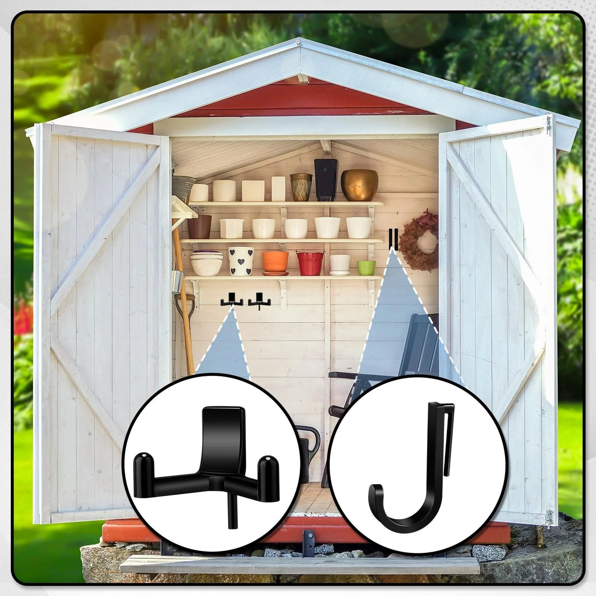 Qiyaz 8 Pcs J/V Shed Storage Hooks, Accessories, Compatible with Black