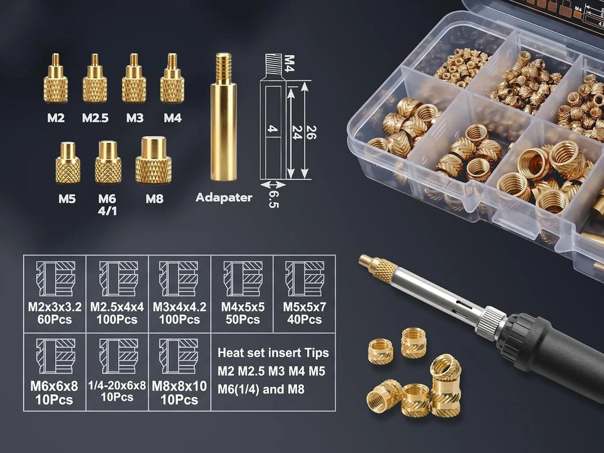 3DZWMAN Heat Set Insert Tools kit Brass Nuts 3D Printing 60W ZW380, Zw380
