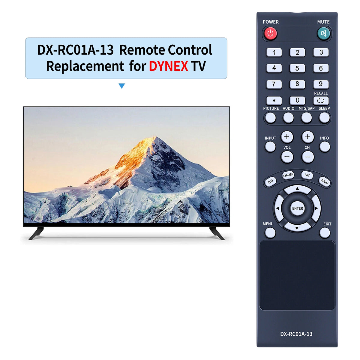 DX-RC01A-13 Remote Control For Dynex TV DX-32L200NA14 DX32L200NA14 DX-32L100A13