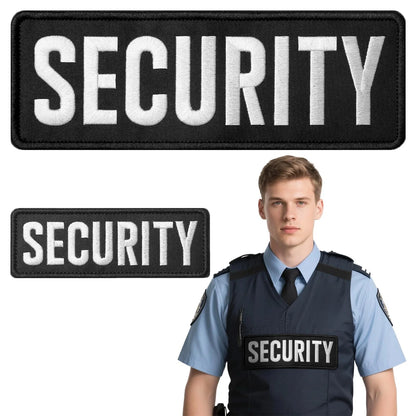 JEFUZH 2 Pack Security Patches Hook and 10"x3.4", 5"x1.8", S.ECURITU-BLACK