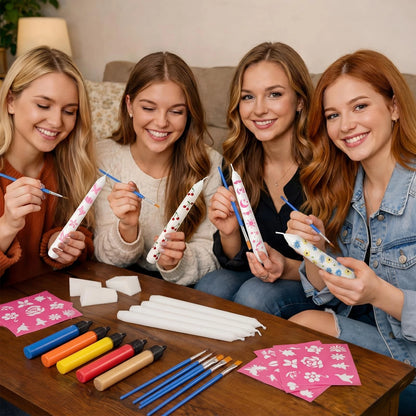 Treela 42 Pcs DIY Candle Painting Kit Include 6.3 x 12.2 x 2.87 inches, Cone