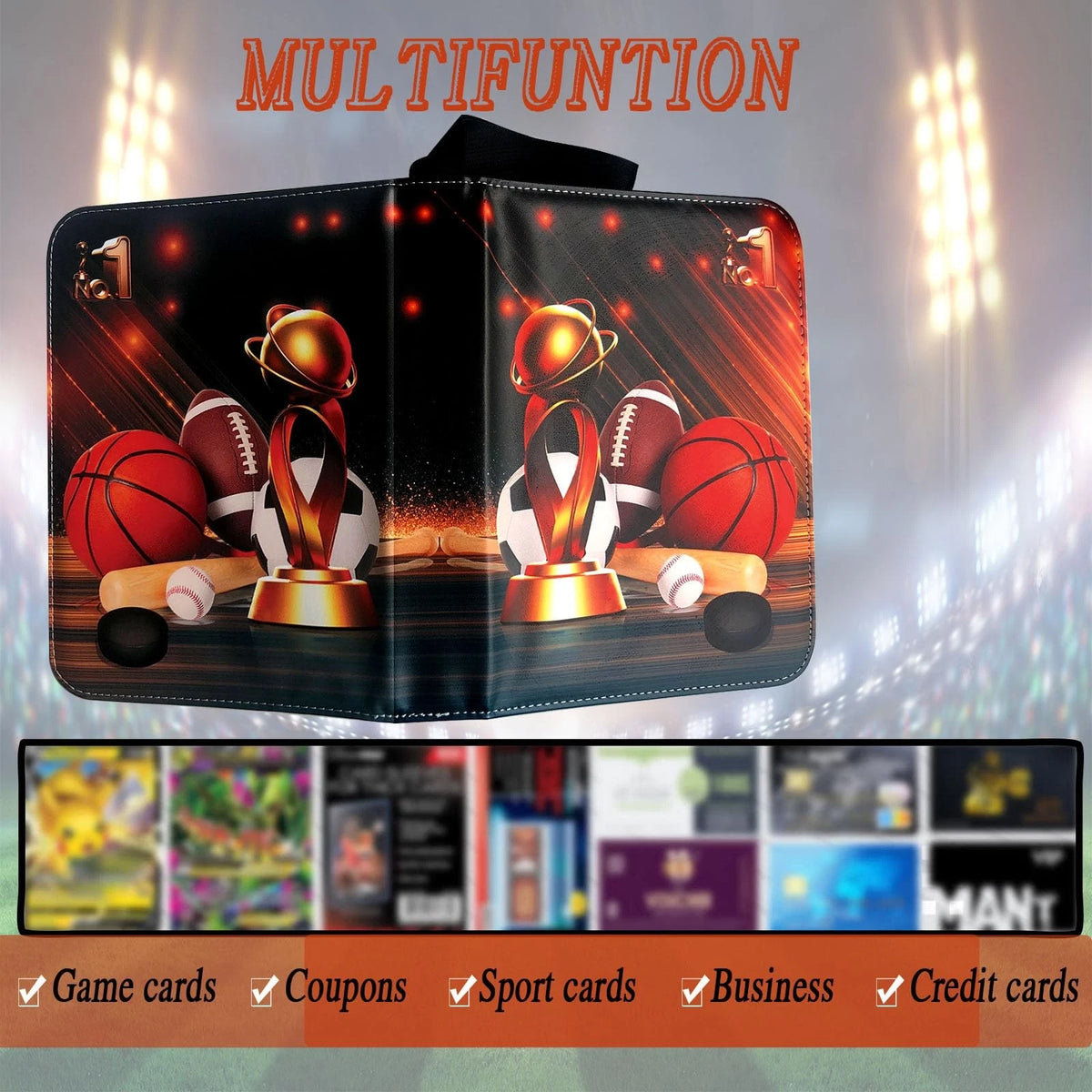 Sports Card Binder 400 Pockets Trading with 400 Pockets,