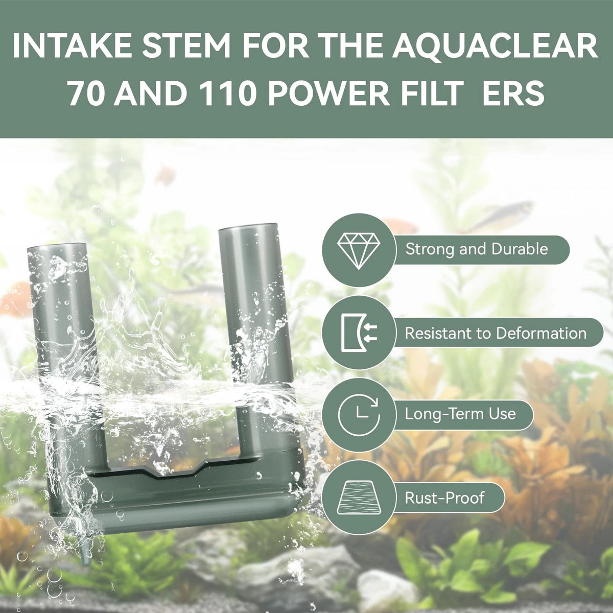 Aquarium Intake Stem for AquaClear 70, 110 Power Filters, Transparent