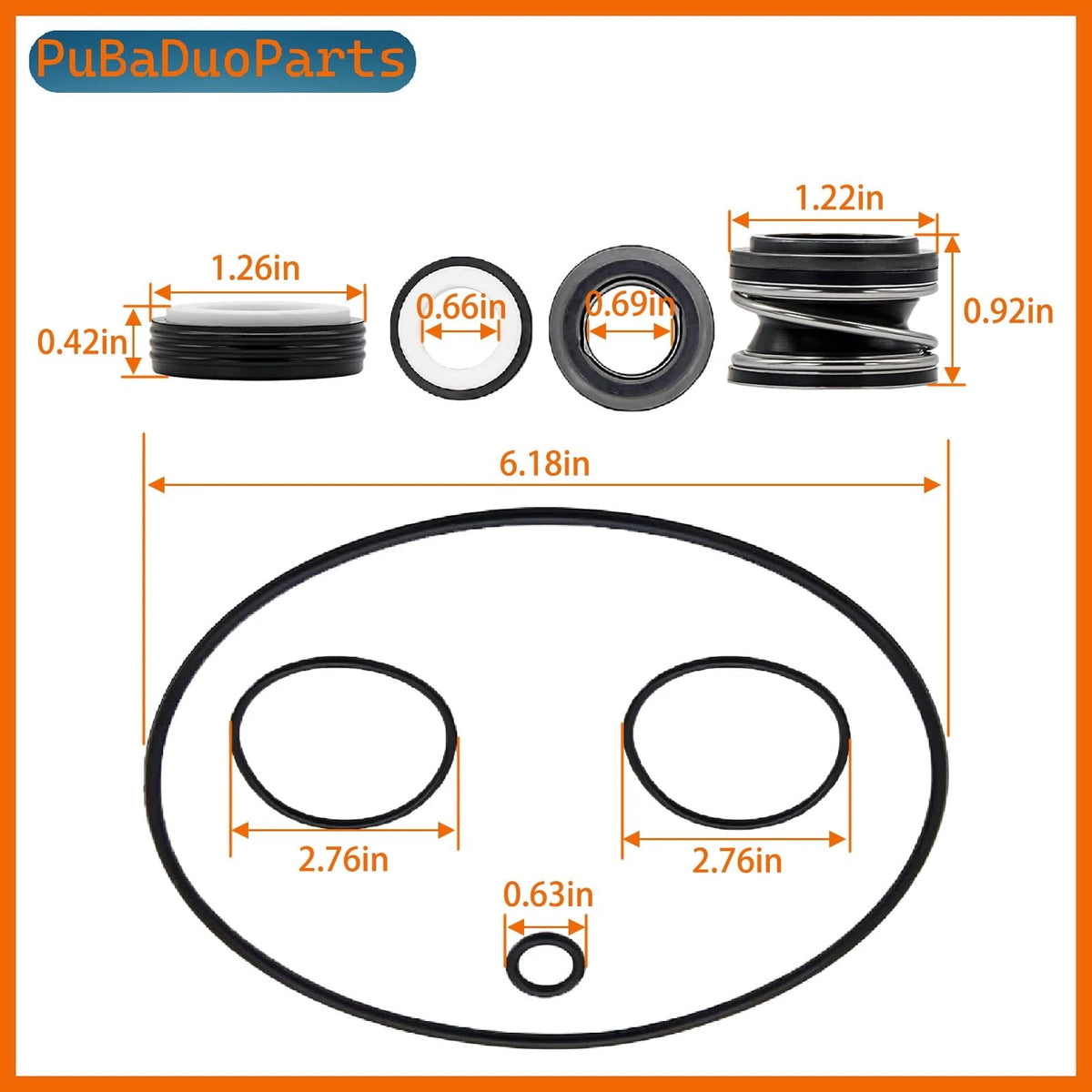 PS-200 5/8" Shaft Seal & O-Ring Rebuild Kit for AquaFlo/Flo-Master XP2 black