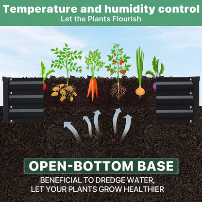 SONFILY 12×4×1ft Galvanized Metal Raised Garden Bed, 12x4x1 ft, Black-2