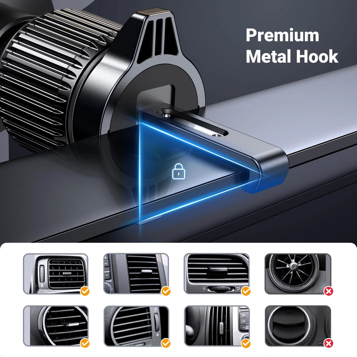 UGREEN Car Phone Holder Vent Mount, Never 4.7" to 7.2 inches, Black