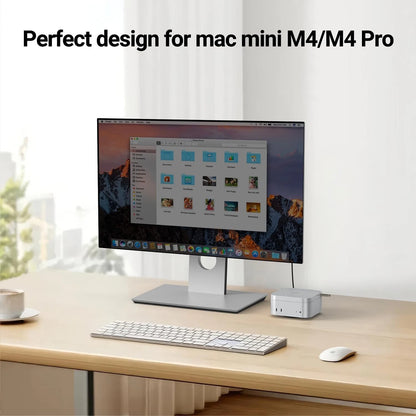 Mac mini M4 Dock Hub, Compatible with and Pro 2024, Silver