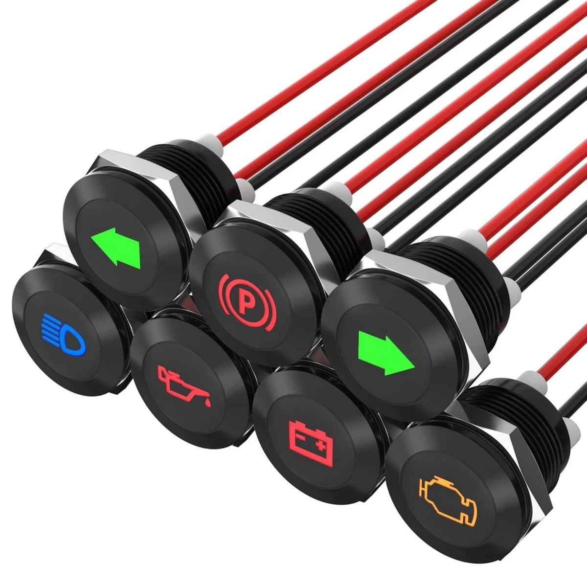 Waterproof Dashboard Indicator Set DC 12V 24V LED Warning Lights Automotive